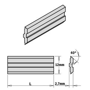 2-PIECE HPS PLANER AND JOINTER KNIFE SET FOR “CENTROSTAR, CENTROFIX AND QUICKFIX” 190X12X2,7