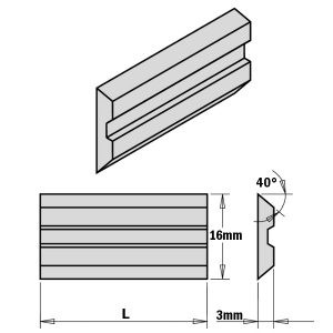 2-PIECE HPS PLANER AND JOINTER KNIFE SET FOR “CENTROLOCK” SYSTEMS 20X16X3