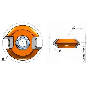 SLOT CUTTER HW Z2  F=8 D=38X12,7 R4,75 AND 45