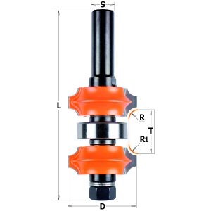ADJUSTABLE DOUBLE ROUNDOVER BIT HW R2+R3 S=12,7 D=34X31,75