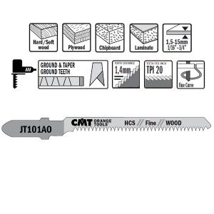 5 JIG SAW BLADES HCS 76×1.4x20TPI (WOOD/CURVE/FINE)