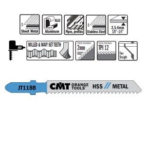 5 JIG SAW BLADES HSS 76x2x12TPI (METAL/STRAIGHT/FINE)