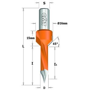 DOWEL DRILL WITH COUNTERSINK FOR THROUGH HOLES  HW  S=10×20  D=10x35x70  RH