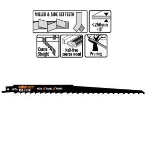 5 SABRE SAW BLADES FOR WOOD (HCS) 300×8,5x3TPI