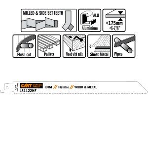 5 SABRE SAW BLADES FOR WOOD/METALS (BIM) 225×2,5x10TPI