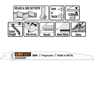 5 SABRE SAW BLADES FOR WOOD/METALS (BIM) 200×2,1-4,3×6-12TPI