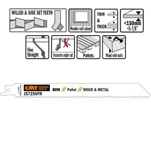 5 SABRE SAW BLADES FOR WOOD/METALS (BIM) 200×2,1-3,2×8-12TPI