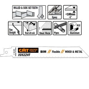 5 SABRE SAW BLADES FOR WOOD/METALS (BIM) 150×1,8-2,6×10-14TPI