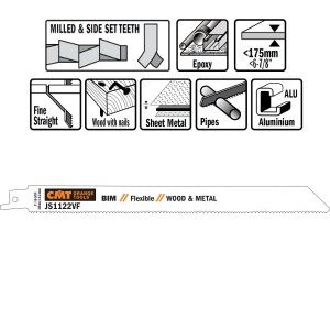 5 SABRE SAW BLADES FOR WOOD/METALS (BIM) 225×2,5x10TPI