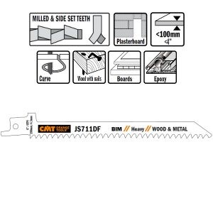 5 SABRE SAW BLADES FOR WOOD/METALS (BIM) 150×4,3x6TPI
