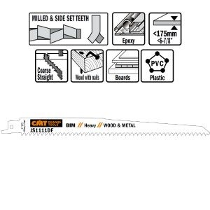 5 SABRE SAW BLADES FOR WOOD/METALS (BIM) 225×4,3x6TPI