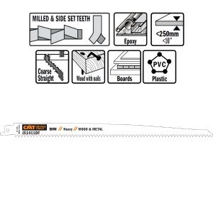 5 SABRE SAW BLADES FOR WOOD/METALS (BIM) 300×4,3x6TPI