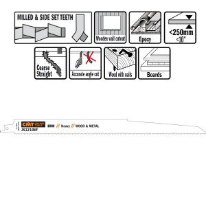 5 SABRE SAW BLADES FOR WOOD/METALS (BIM) 300×3,2-5×5-8TPI