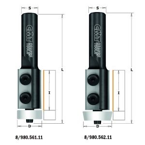 SOLID SURFACE FLUSH TRIM BIT WITH INSERT KNIVES HW S=12,7 D=19,05x30x83 RH