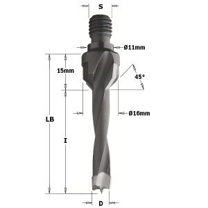 DOWEL DRILL W/C.SINK HW D=10X20 S=M10/11 LH