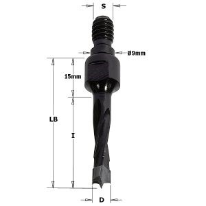 DOWEL DRILL THREADED SHANK HW D= 6X40 S=M8/9 RH