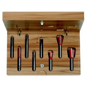 8-PIECE DOVETAIL & STRAIGHT BIT SET HM S=6.35
