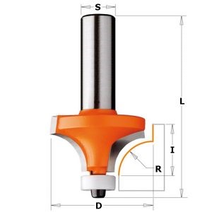 HW SOLID SURFACE ROUND OVER ROUTER BIT W/BEARING S=12,7 D=31.75  R=9.5