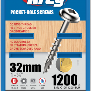 Kreg Pocket-Hole Screws - 32mm, #8 Coarse, Washer-Head, 1200ct