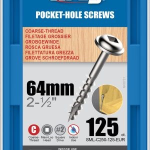 Kreg Pocket-Hole Screws - 64mm, #8 Coarse, Washer-Head, 125ct
