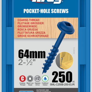 Kreg Blue-Kote Pocket-Hole Screws - 64mm, #8 Coarse, Washer-Head, 250ct