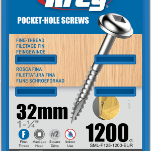 Kreg Pocket-Hole Screws - 32mm, #7 Fine, Washer-Head, 1200ct