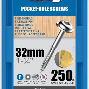 Kreg Pocket-Hole Screws - 32mm, #7 Fine, Washer-Head, 250ct